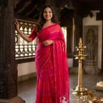 ❤️*Mul Cotton Saree – Pink & Coral Striped Saree with Running Blouse |* ❤️