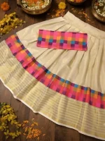 🔥Exclusive Onam Trending 🔥  ✨ MADRAS CHECKS ✨   *PATTUPAVADA* - Image 3