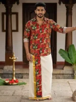 🔥ONAM EXCLUSIVE 🔥  Shirt and mund combo Vattam Kadhakali