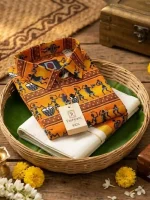 🔥ONAM EXCLUSIVE 🔥  Shirt and mund combo Orange - Image 3