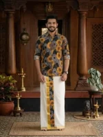 🔥ONAM EXCLUSIVE 🔥  Shirt and mund combo SunFlower