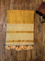Elegant Tissue Mul Cotton Saree with Running Blouse | Soft Lightweight Traditional Saree | Golden Zari Border