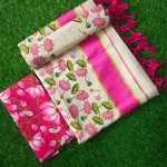 Kerala Style Tissue Saree with Beautiful Lotus Print | Premium Festive Wear Saree