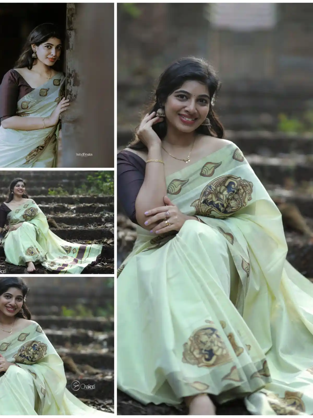 tissue kunjalam saree coffee shang 1 ColourFull Design Golden tissue saree With Tussules work - Image 1